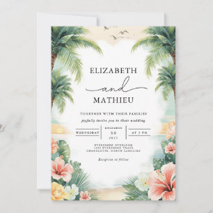Tropical Palm Arch Floral Wedding Invitation