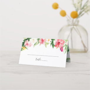Tropical Palm Banana Leaf Blush Floral Wedding Place Card