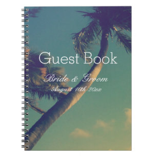 Tropical palm beach destination wedding guest book