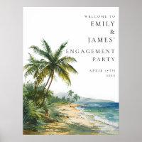 Tropical Palm Beach Engagement Party Welcome Sign