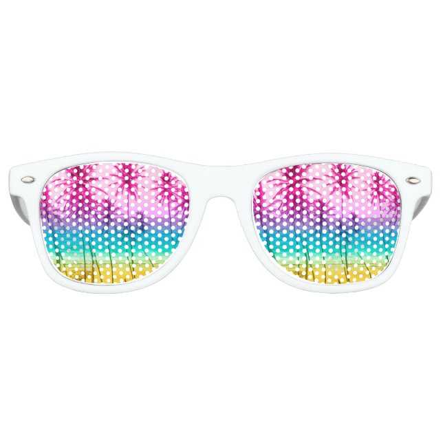 Tropical palm beach rainbow filter retro sunglasses (Front)
