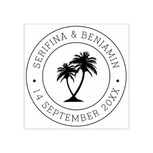 Tropical Palm Beach Wedding Custom Passport Stamp