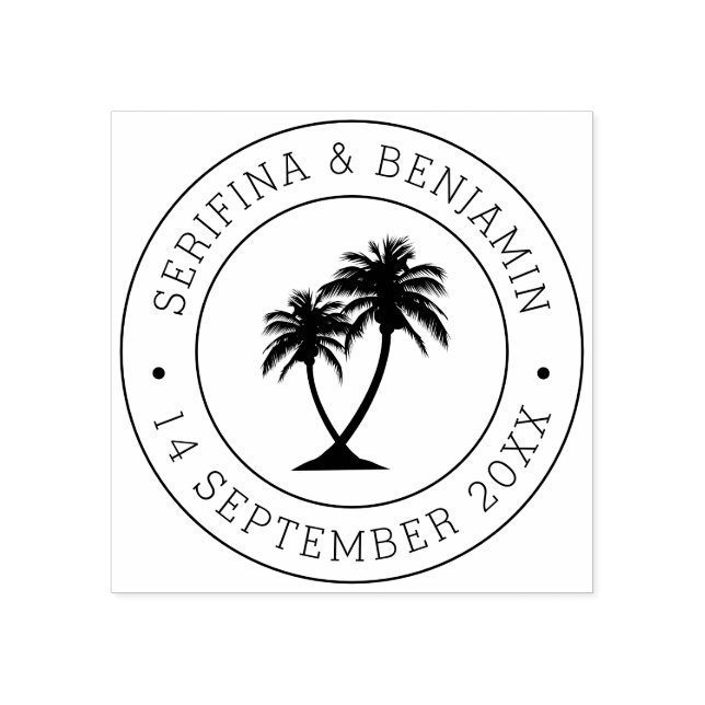 Tropical Palm Beach Wedding Custom Passport Stamp (Imprint)