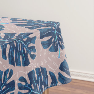 Tropical Palm Blue Grey Tablecloth