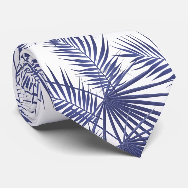 Tropical palm blue leaves tie (Rolled)