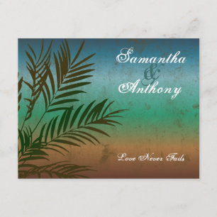 Tropical Palm Branch Beach Wedding Invitation
