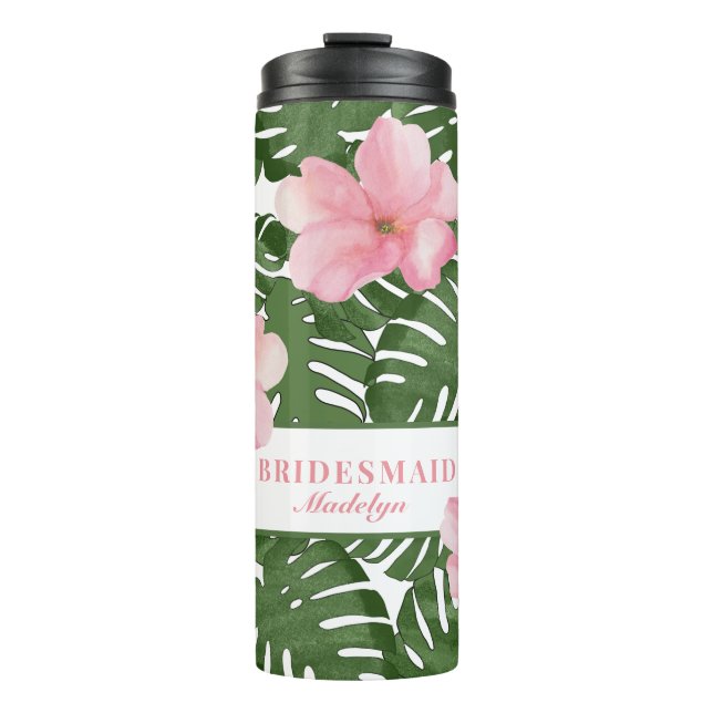 Tropical Palm Bridesmaid Thermal Tumbler (Front)