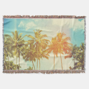 Tropical Palm Coast: Vintage Film. Throw Blanket