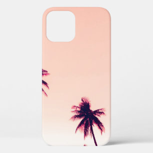 Tropical palm coconut trees on sunset sky nature b iPhone 12 case