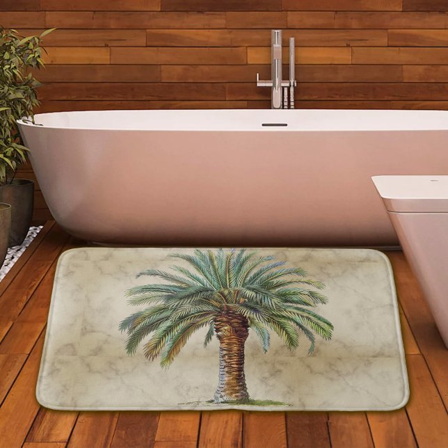 Tropical  Palm Date Tree Vintage Elegant Bath Mat (Creator Uploaded)