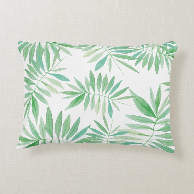 Tropical palm fern storm decorative pillow (Back)