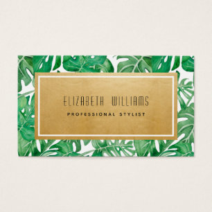 Tropical Palm Feuille Gold Stylist Carte de visite