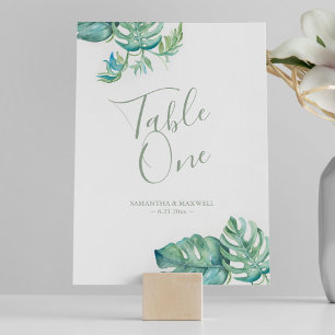 Tropical Palm Feuille Mariage Numéro de table