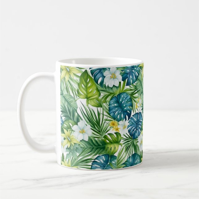Tropical Palm Flowers Coffee Mug (Left)