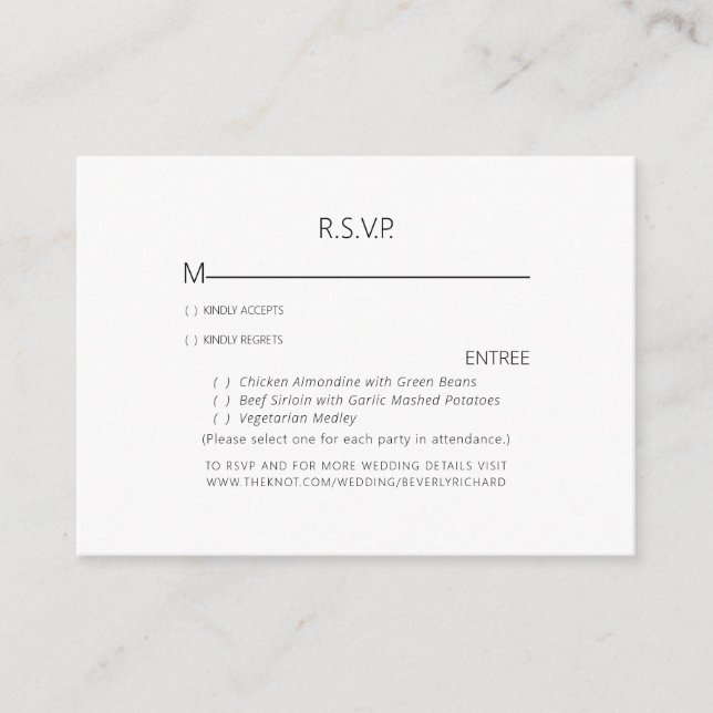 Tropical Palm Frond White Wedding RSVP Enclosure (Front)