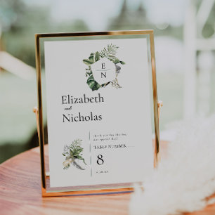 Tropical Palm Greenery Table Number