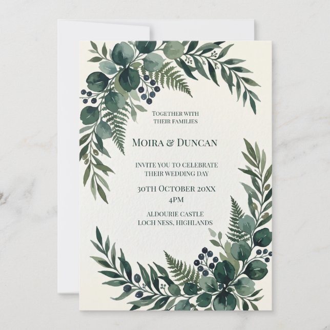 Tropical Palm Greenery Wedding Invitation (Front)