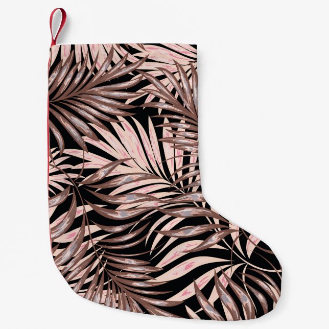 Tropical Palm: Jungle Floral Pattern. Small Christmas Stocking (Front)