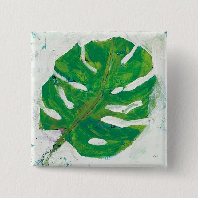 Tropical | Palm Leaf 2 Inch Square Button (Front)