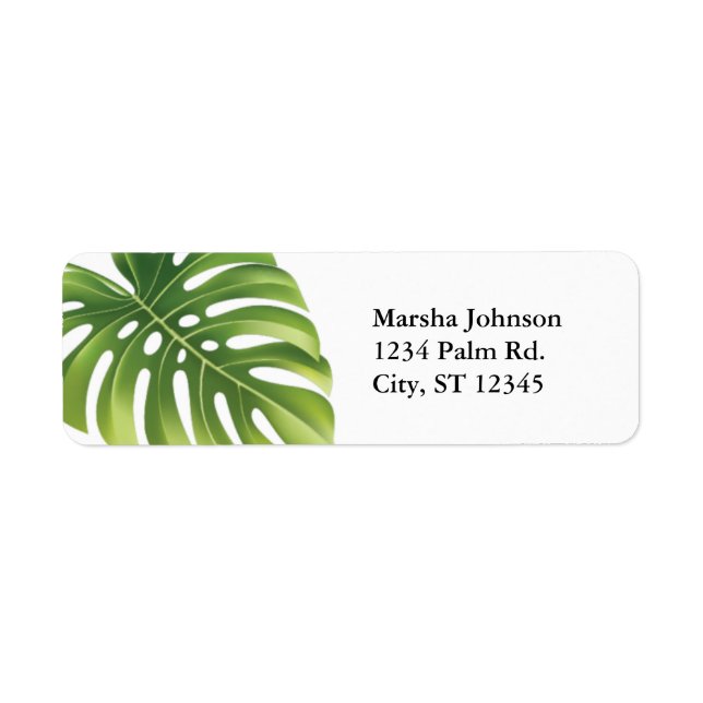 Tropical Palm Leaf Address Label (Front)