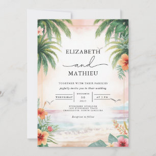Tropical Palm Leaf Arch Wedding Invitation
