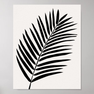 Tropical Palm Leaf Cream White And Black Poster
