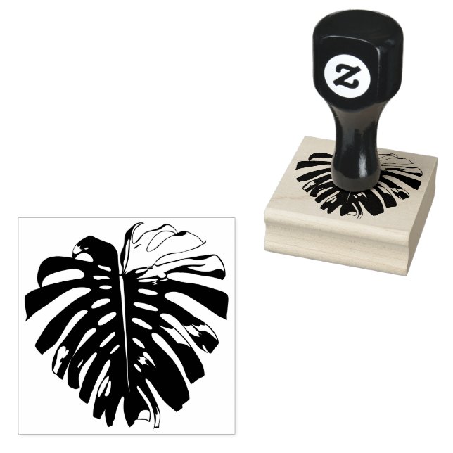 Tropical Palm Leaf Cut Out Silhouette  Rubber Stamp (Stamped)