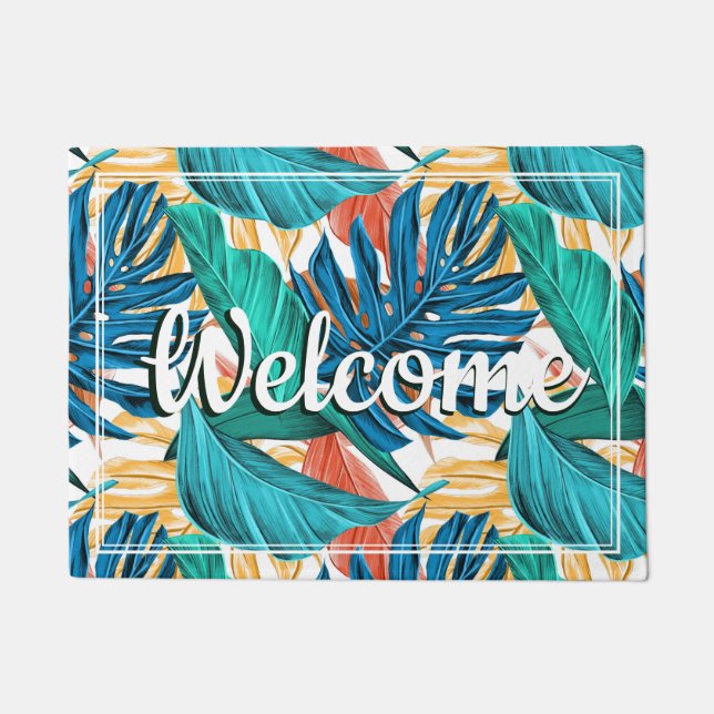 Tropical Palm Leaf Door Mat (Front)