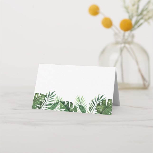 Tropical Palm Leaf Folded Place Cards (Front)