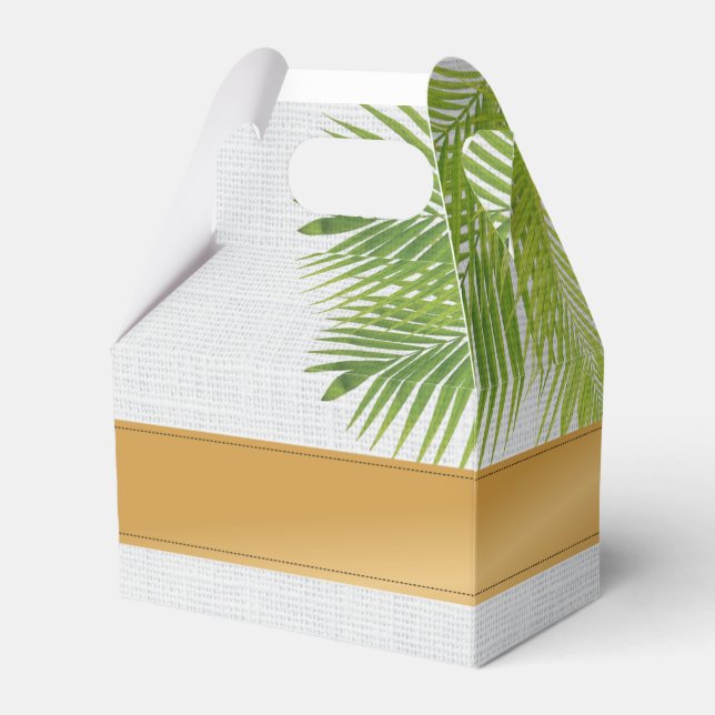 Tropical Palm Leaf Gable Favour Box (Front Side)