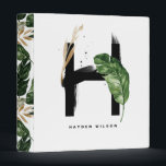 Tropical Palm Leaf Letter H Monogram Personalized Binder<br><div class="desc">Customizable letter H monogram binder featuring watercolor tropical palm leaf,  faux gold foil leaf and black watercolor brush accents. Personalize this tropical monogram binder by your name or other details. This boho letter H monogram binder will be perfect as a gift. Other letters are available.</div>