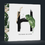 Tropical Palm Leaf Letter H Monogram Personalized Binder<br><div class="desc">Customizable letter H monogram binder featuring watercolor tropical palm leaf,  faux gold foil leaf and black watercolor brush accents. Personalize this tropical monogram binder by your name or other details. This boho letter H monogram binder will be perfect as a gift. Other letters are available.</div>