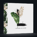 Tropical Palm Leaf Letter L Monogram Personalized Binder<br><div class="desc">Customizable letter L monogram binder featuring watercolor tropical palm leaf,  faux gold foil leaf and black watercolor brush accents. Personalize this tropical monogram binder by your name or other details. This boho letter L monogram binder will be perfect as a gift. Other letters are available.</div>