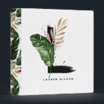 Tropical Palm Leaf Letter L Monogram Personalized Binder<br><div class="desc">Customizable letter L monogram binder featuring watercolor tropical palm leaf,  faux gold foil leaf and black watercolor brush accents. Personalize this tropical monogram binder by your name or other details. This boho letter L monogram binder will be perfect as a gift. Other letters are available.</div>