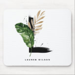 Tropical Palm Leaf Letter L Monogram Personalized Mouse Pad<br><div class="desc">Customizable letter L monogram mousepad featuring watercolor tropical palm leaf,  faux gold foil leaf and black watercolor brush accents. Personalize this tropical monogram mousepad by your name or other details. This boho letter L monogram mousepad will be perfect as a gift. Other letters are available.</div>