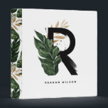 Tropical Palm Leaf Letter R Monogram Personalized Binder<br><div class="desc">Customizable letter R monogram binder featuring watercolor tropical palm leaf,  faux gold foil leaf and black watercolor brush accents. Personalize this tropical monogram binder by your name or other details. This boho letter R monogram binder will be perfect as a gift. Other letters are available.</div>