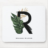 Tropical Palm Leaf Letter R Monogram Personalized