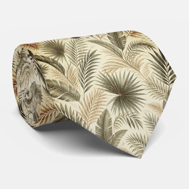 Tropical Palm Leaf Luxury Tie (Rolled)