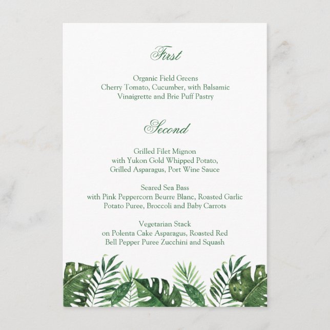 Tropical Palm Leaf Menu (Front)
