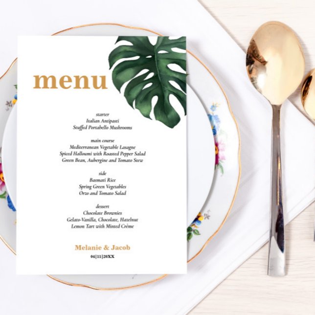 Tropical Palm Leaf Menu Card  (Creator Uploaded)