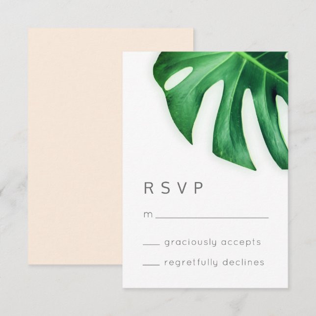 Tropical Palm Leaf Minimalist RSVP Response Card (Front/Back)