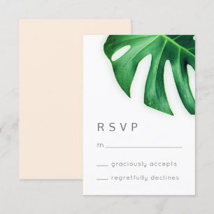 Tropical Palm Leaf Minimalist RSVP Response Card