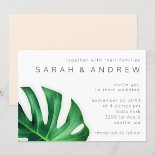Tropical Palm Leaf Minimalist Wedding Invitation