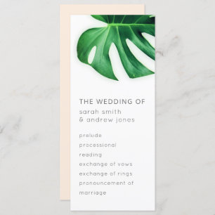 Tropical Palm Leaf Minimalist Wedding Program