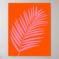 Tropical Palm Leaf Orange And Pink