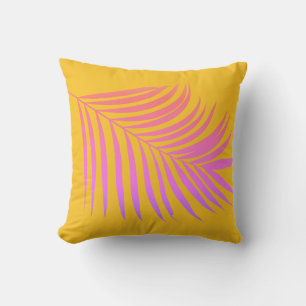 Tropical Palm Leaf Orange Yellow Pink Gift Decor Outdoor Pillow