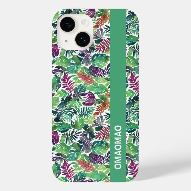 Tropical Palm Leaf Pattern iPhone Case (Back)
