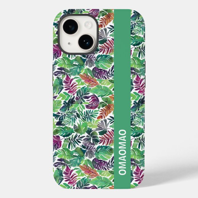 Tropical Palm Leaf Pattern iPhone Case (Back)