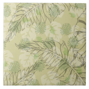 Tropical Palm Leaf Pattern Tile