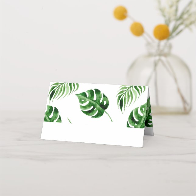 Tropical Palm Leaf Place Card (Front)
